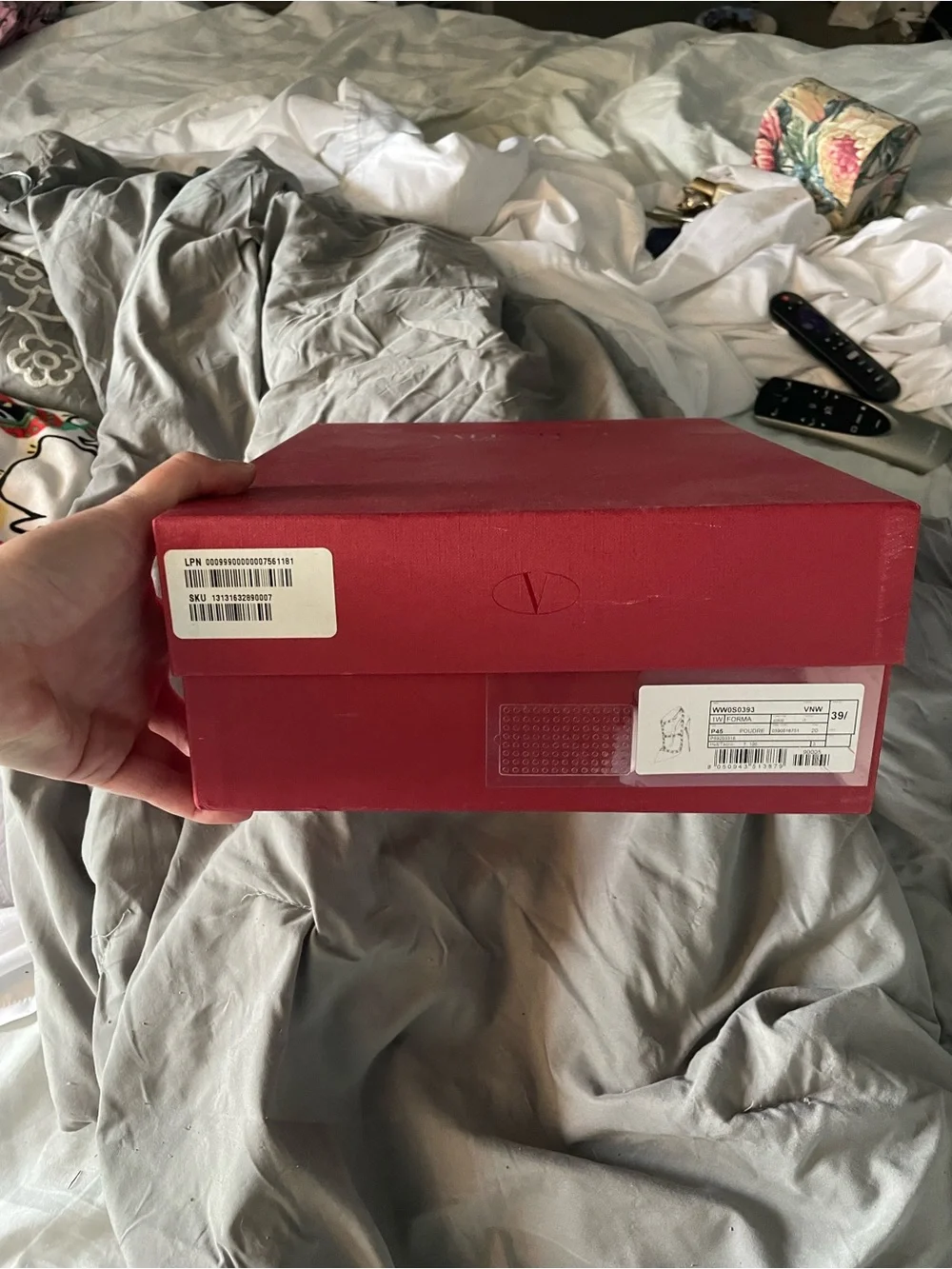Authentic Valentino Garavani Deep Red Embossed shoe Box